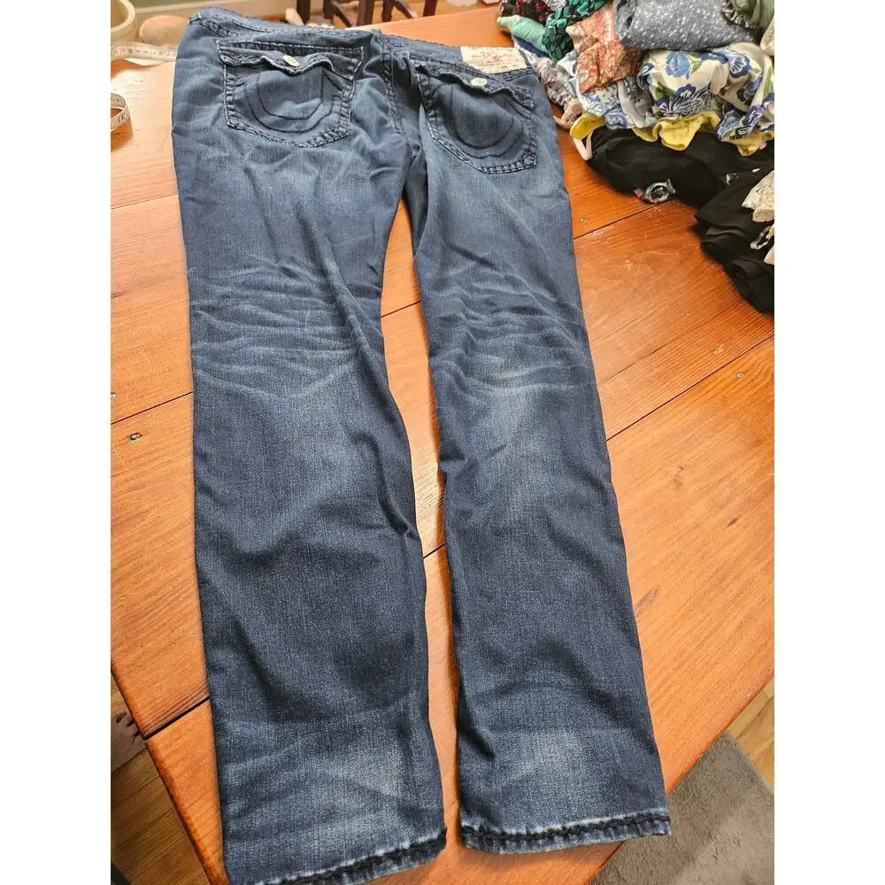 True Religion Rocco Relaxed Skinny Jeans Mens 44 Dark Wash Stretch Denim
